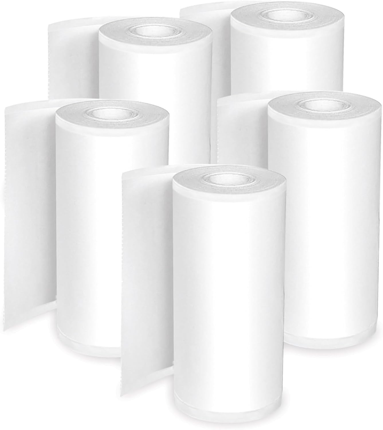 Mini Thermal Printer Paper – 5 Rolls (3 Self-Adhesive Sticker + 2 Thermal Paper Rolls, 57Mm / 2.18 for Portable Wireless Printer, Labels, Photos, Crafts, Bpa-Free Inkless Paper, White